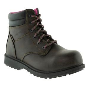 BRAHMA steel-toed black and pink boots